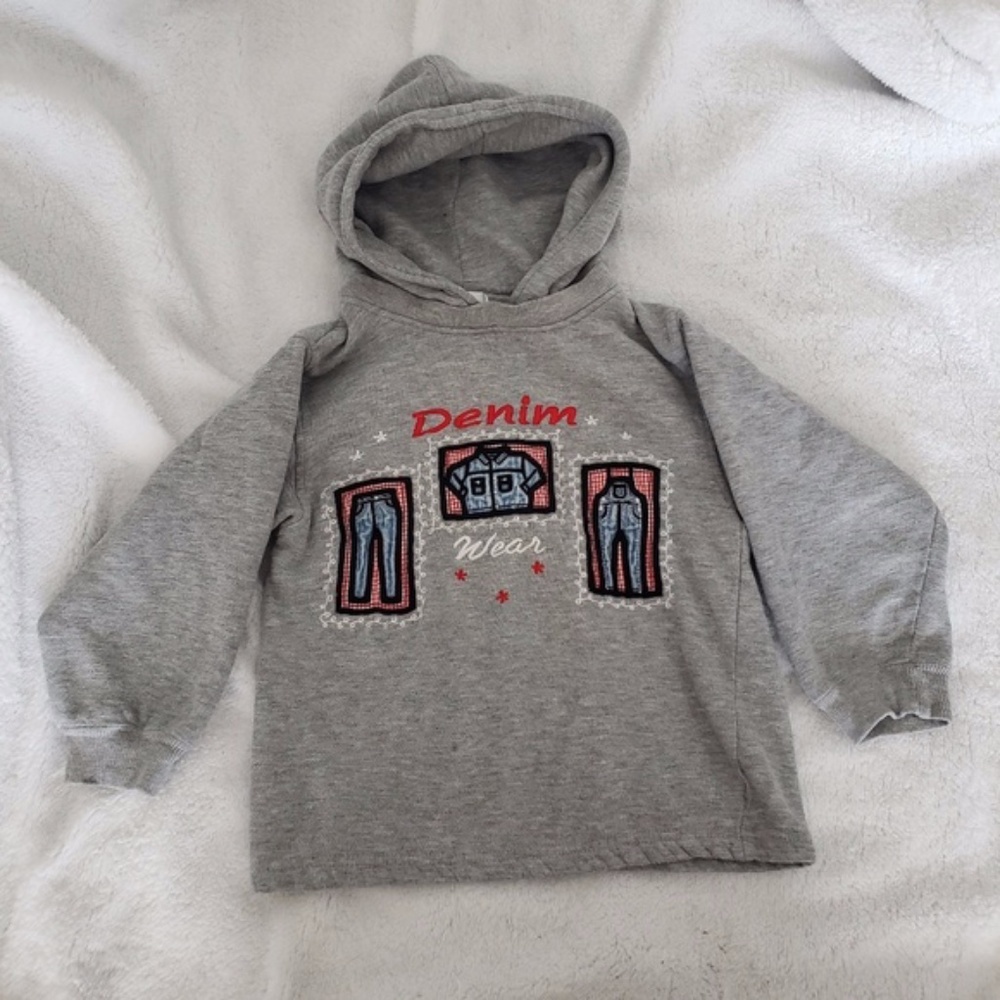 Red Denim Kid's Gray Jean Graphic Hoodie size 6
